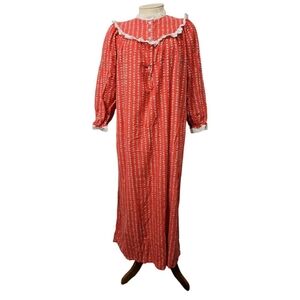 Vintage Mamary Cotton Long Night Gown Night Dress Sz Small VTG